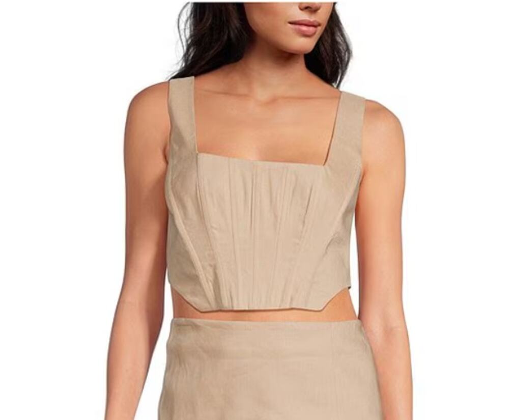 Gianni Bini Michelle Linen Blend Square Neck Sleeveless Corset Top, Sz 6 -- NWT